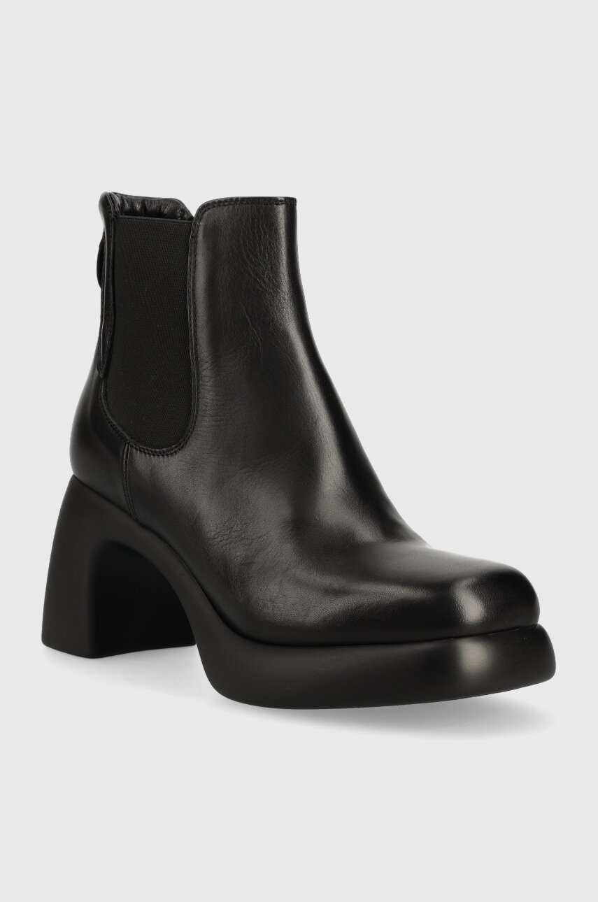 Шкіряні черевики Karl Lagerfeld ASTRAGON жіночі колір чорний каблук блок KL33840 