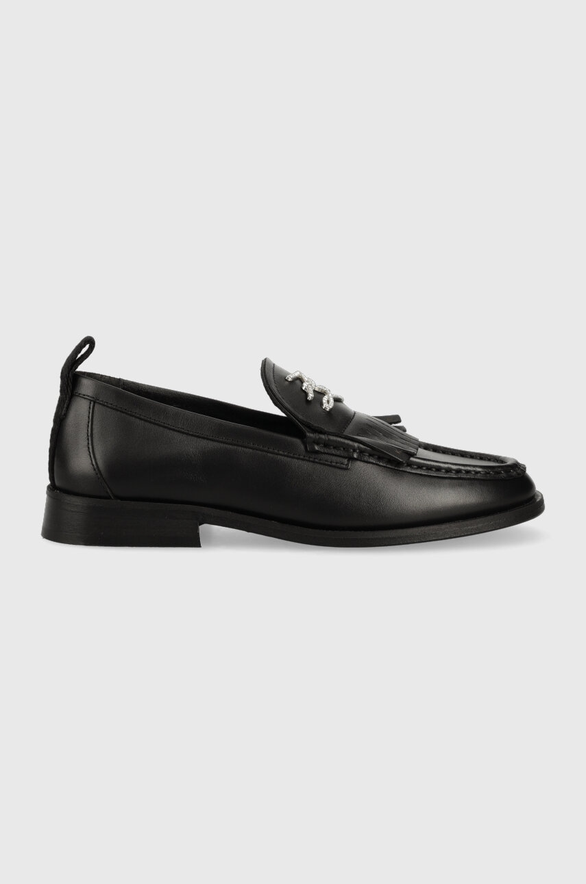 Karl Lagerfeld Mocasini De Piele Mokassino Ii Femei, Culoarea Negru, Cu Toc Plat, Kl41430