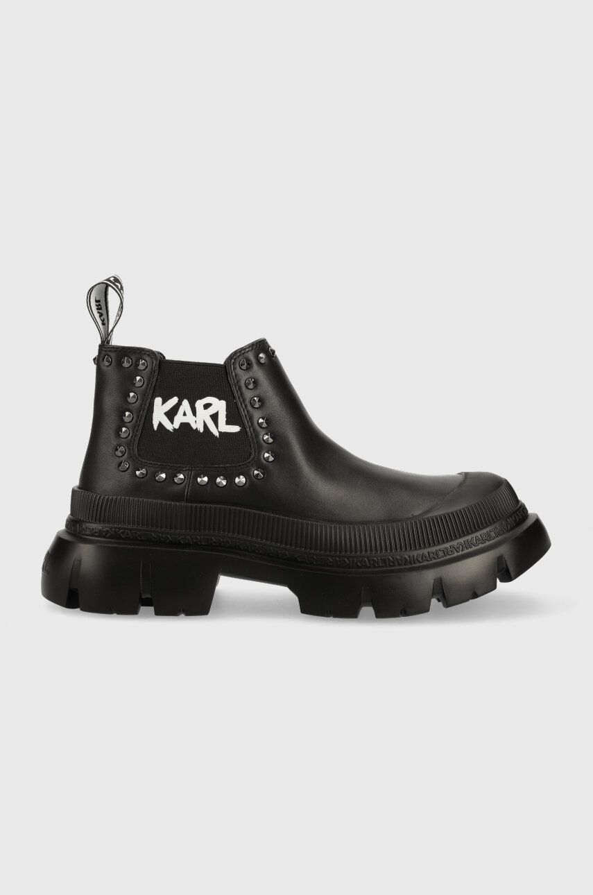 Levně Nízké kozačky Karl Lagerfeld TREKKA MAX dámské, černá barva, na platformě, KL43531