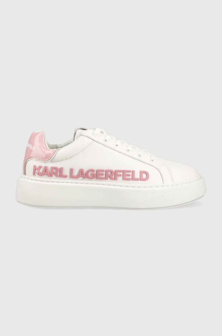 Levně Kožené sneakers boty Karl Lagerfeld MAXI KUP bílá barva, KL62210