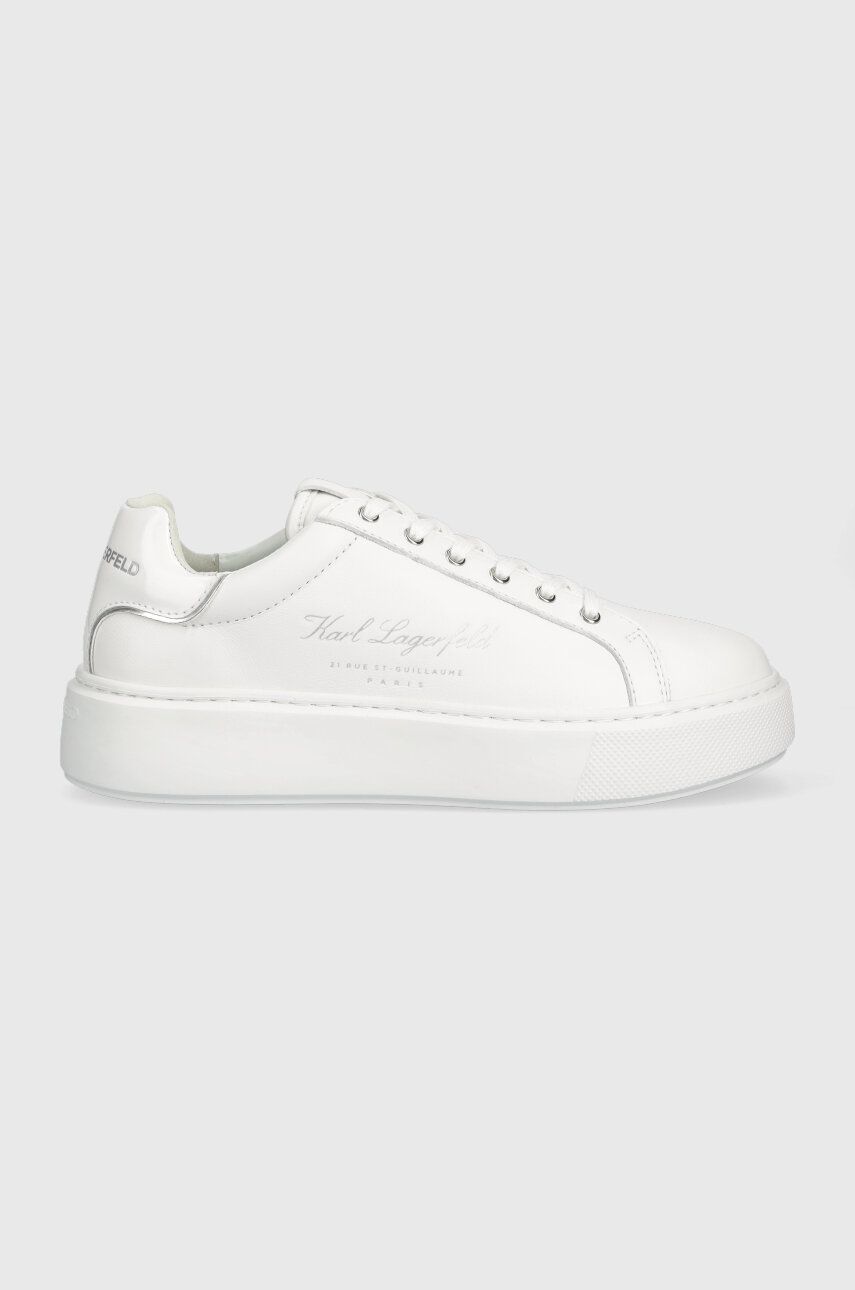 Kožené sneakers boty Karl Lagerfeld MAXI KUP bílá barva, KL62223F - bílá -  Svršek: Přírodní ků