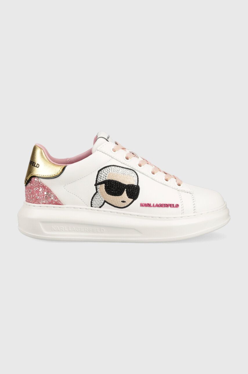 Levně Kožené sneakers boty Karl Lagerfeld KAPRI KC bílá barva, KL62570N