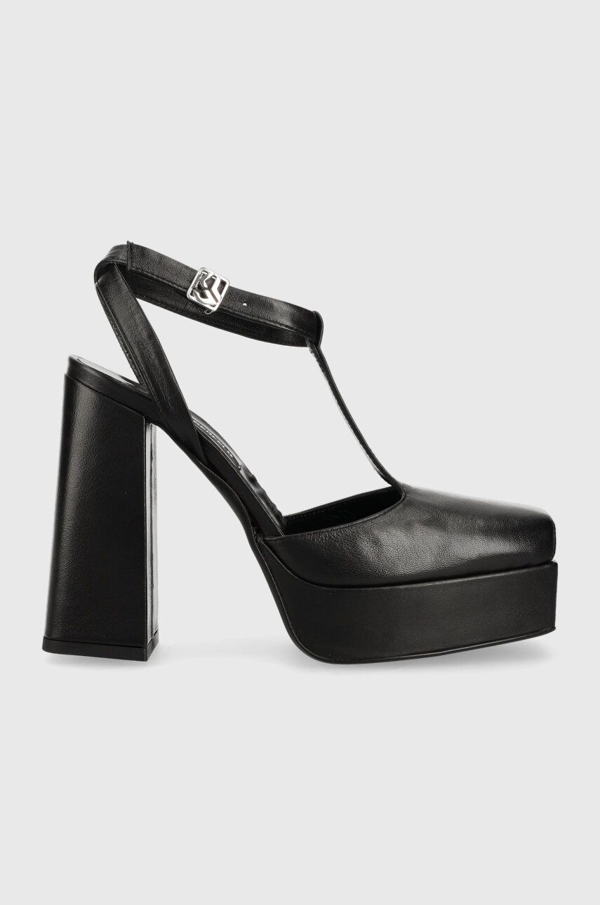 Karl Lagerfeld Jeans pantofi de piele SOIREE PLATFORM KLJ culoarea negru, cu toc drept, cu toc deschis, KLJ93111 answear.ro