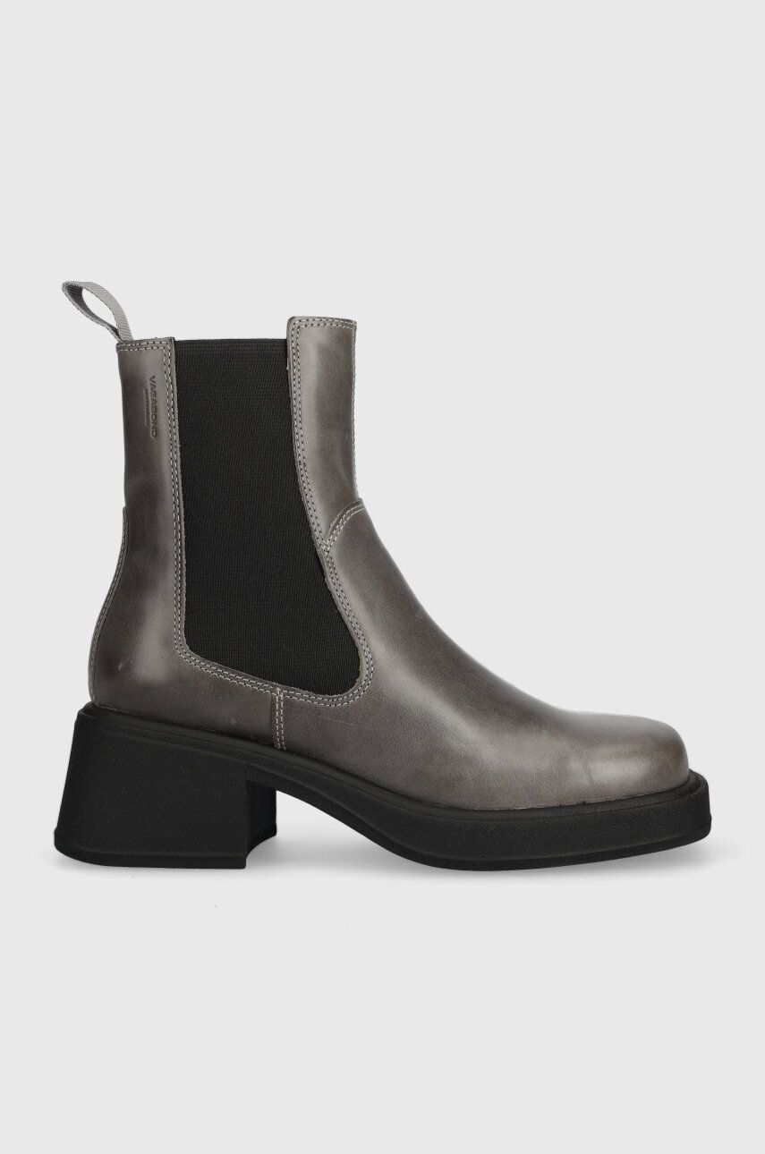 Levně Kožené kotníkové boty Vagabond Shoemakers DORAH dámské, šedá barva, na podpatku, 5642.001.17