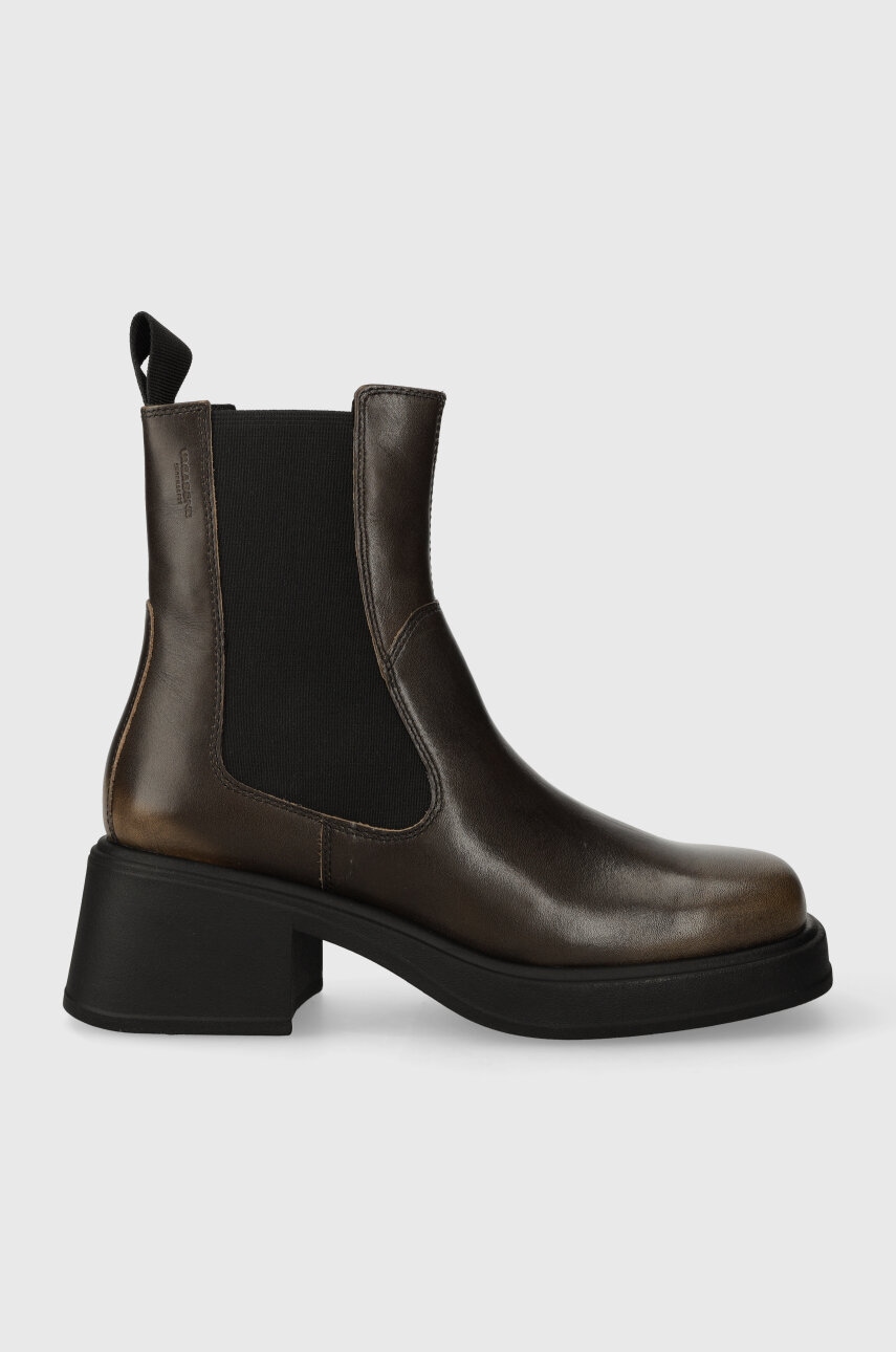 Vagabond Shoemakers ghete chelsea de piele DORAH femei, culoarea maro, cu toc drept, 5642.018.19