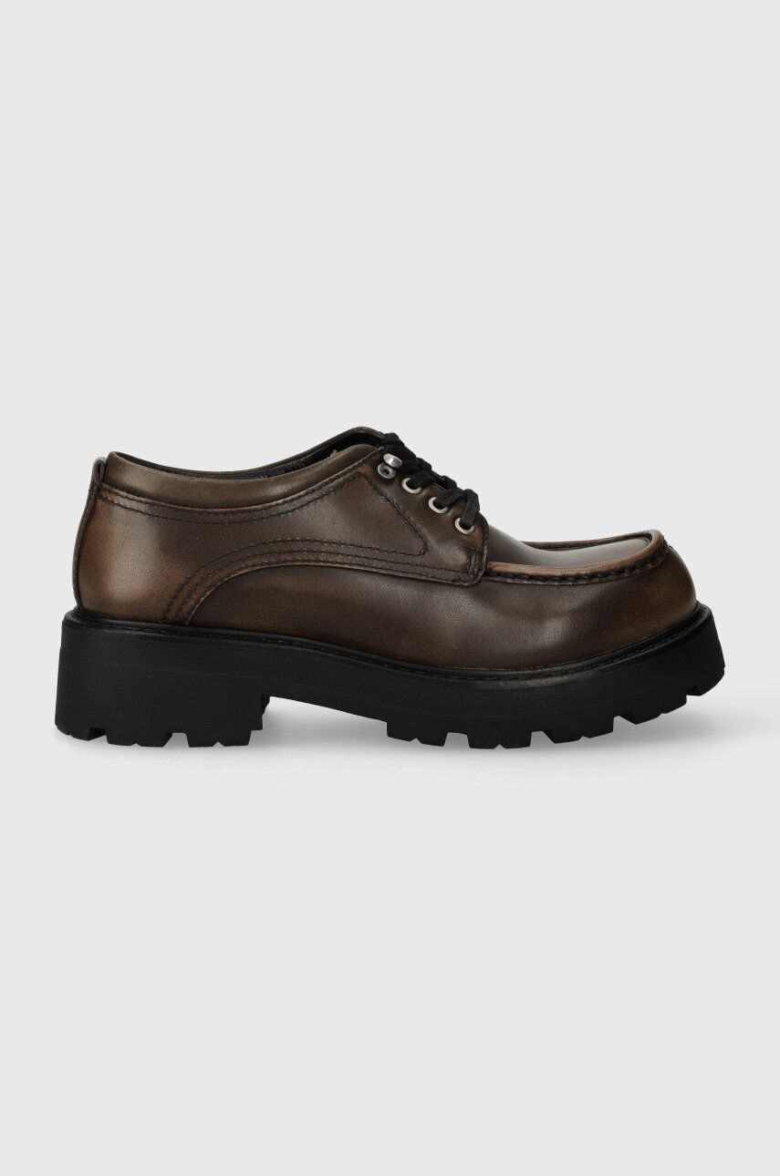 Kožené polobotky Vagabond Shoemakers COSMO 2.0 dámské, hnědá barva, na plochém podpatku, 5649.018.19
