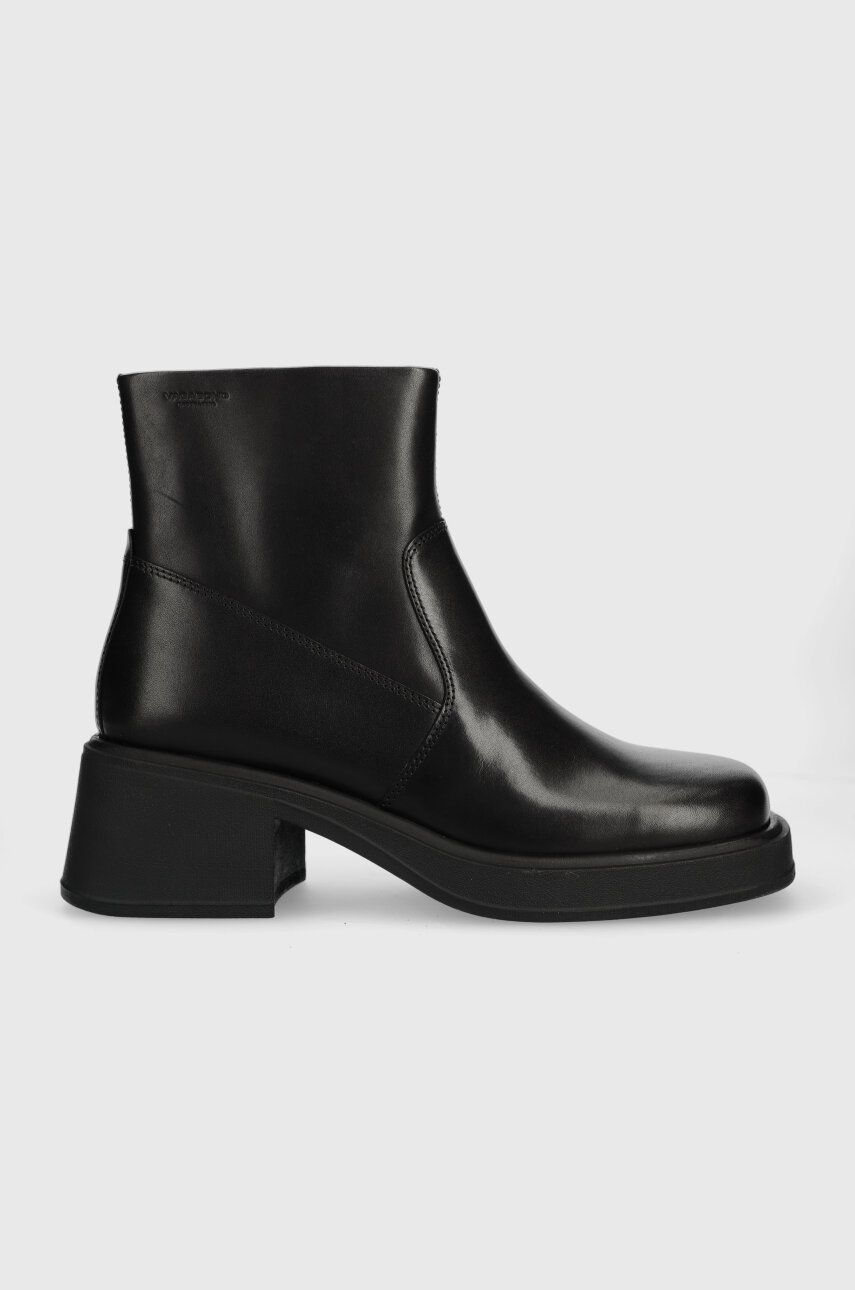 Levně Kožené kotníkové boty Vagabond Shoemakers DORAH dámské, černá barva, na plochém podpatku, 5656.001.20