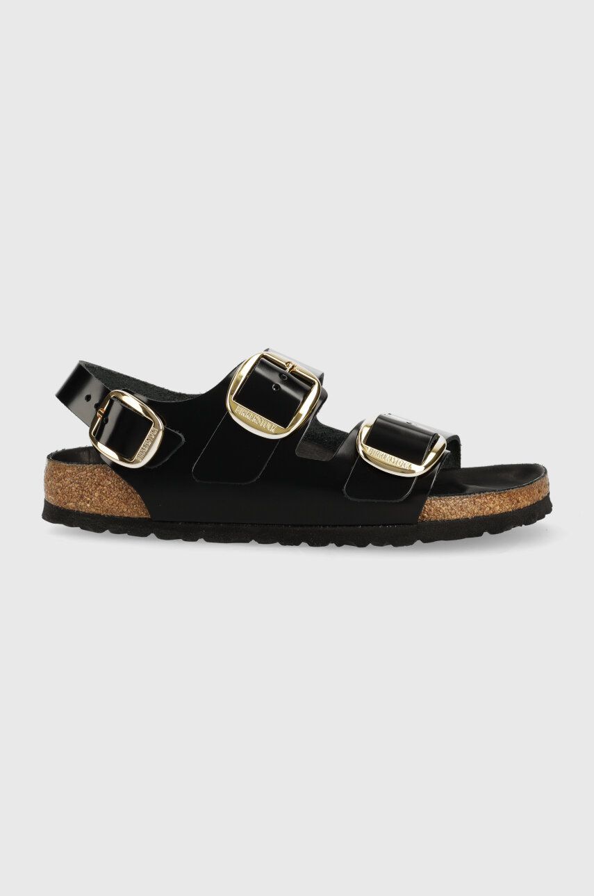 Birkenstock sandale de piele Milano femei, culoarea negru, 1024211