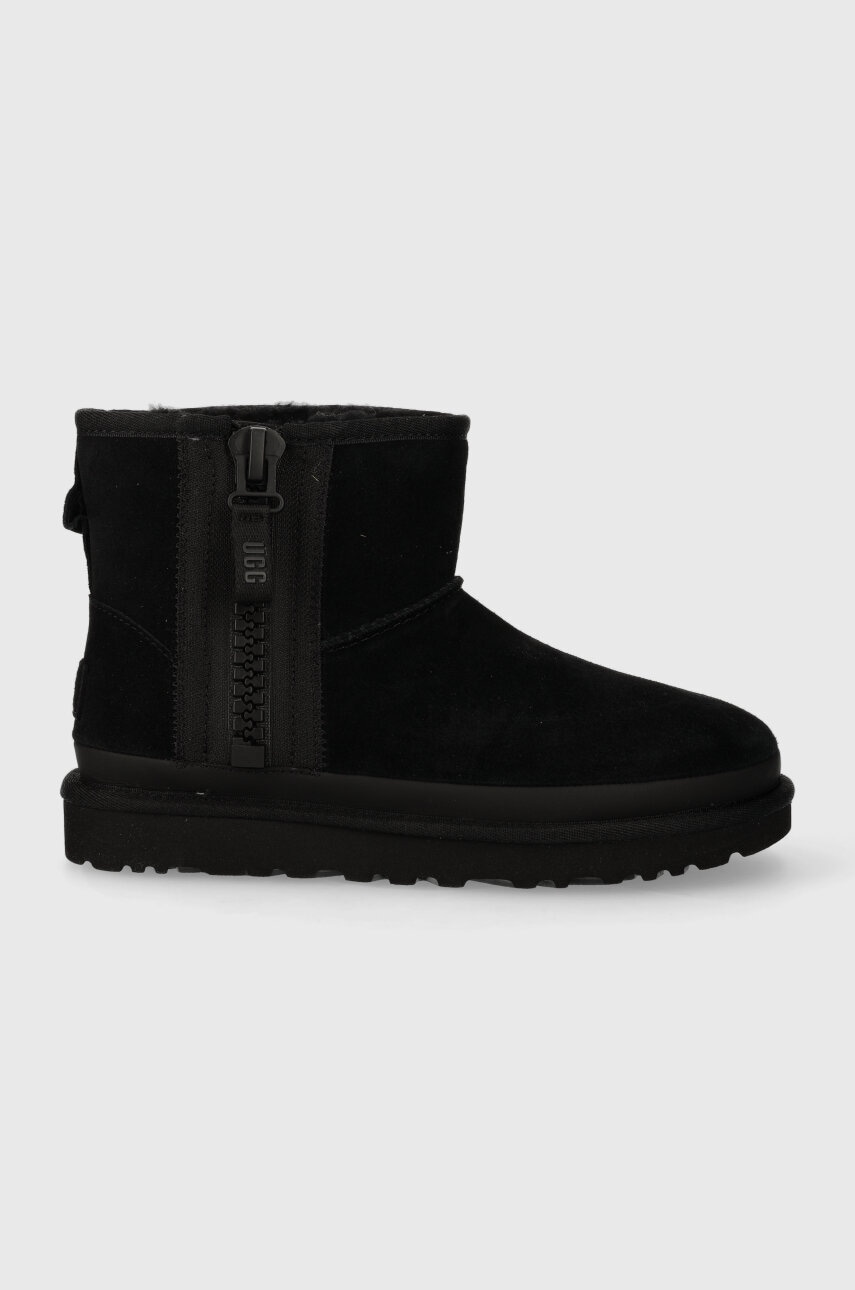 Ugg Cizme De Zapada Din Piele Intoarsa Classic Ultra Mini Culoarea: Negru 1016222.blk