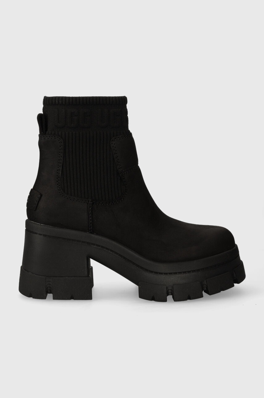 

Замшеві черевики UGG Brooklyn Chelsea жіночі колір чорний каблук блок 1148730