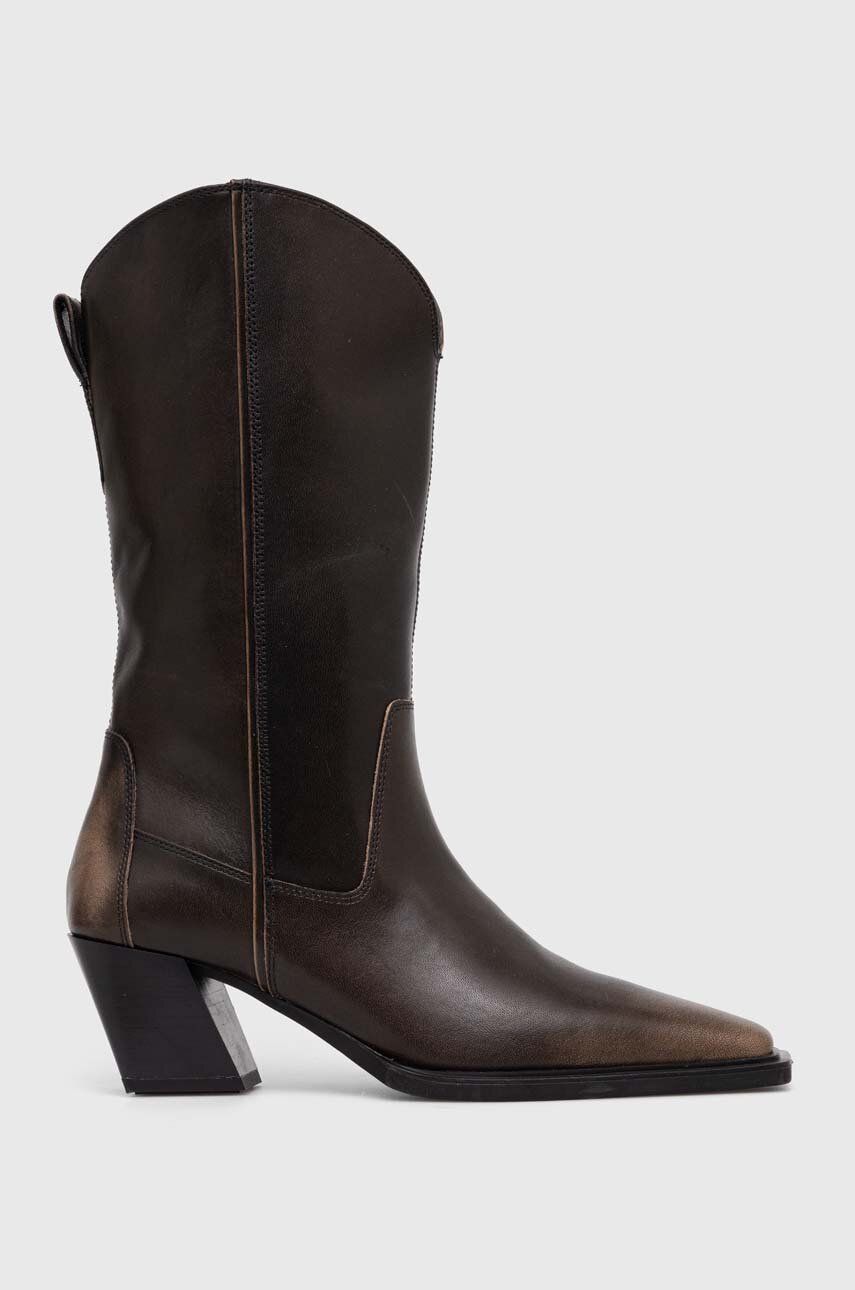 Levně Westernové kožené boty Vagabond Shoemakers ALINA dámské, hnědá barva, na podpatku, 5421.518.19