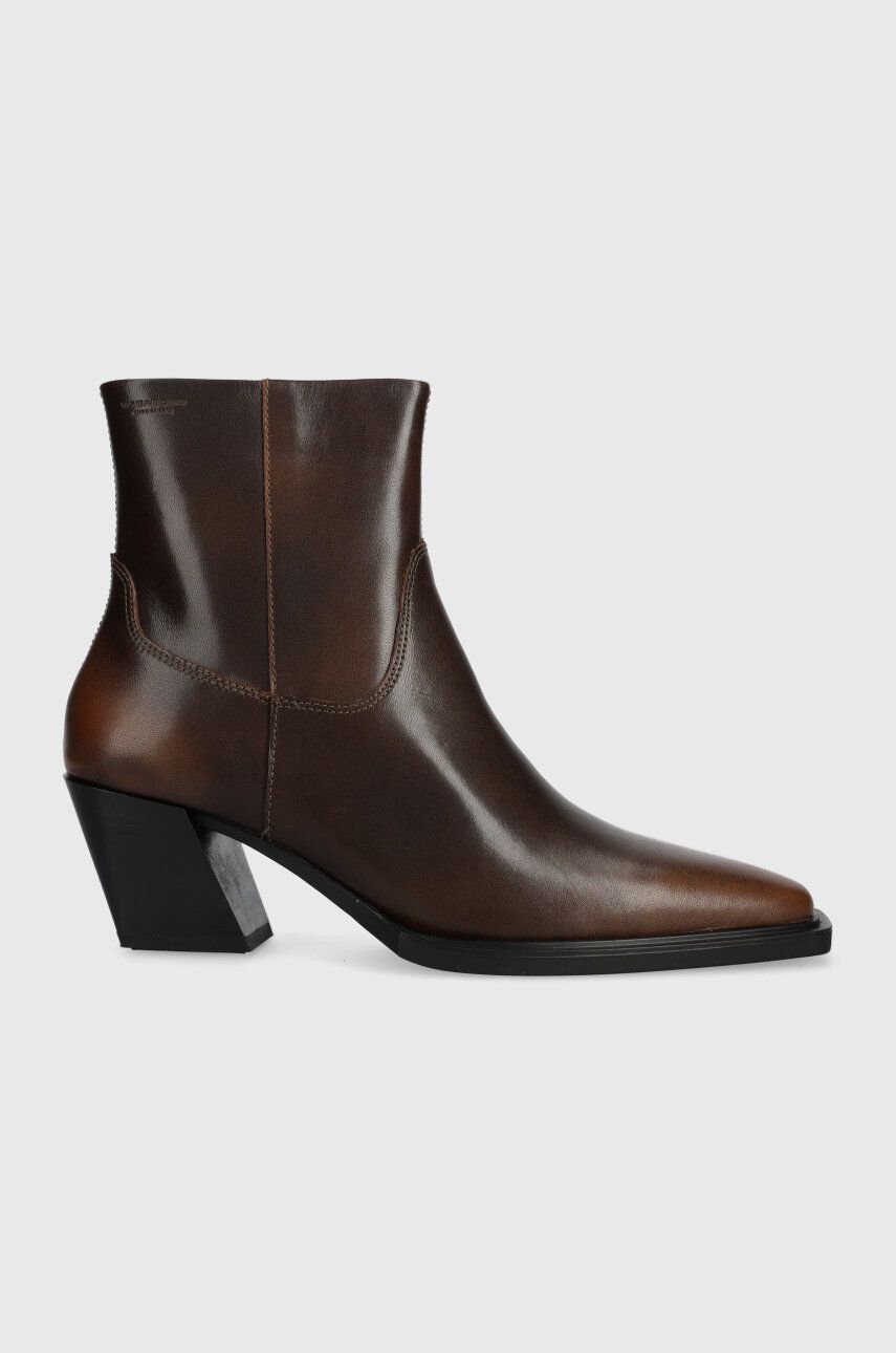 Kožené kotníkové boty Vagabond Shoemakers ALINA dámské, hnědá barva, na podpatku, 5621.018.33