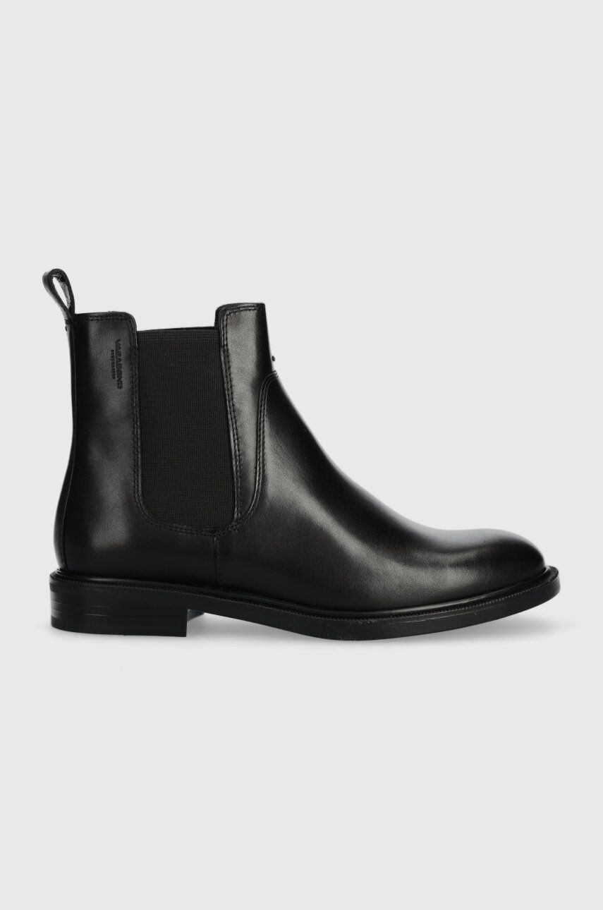 Levně Kožené kotníkové boty Vagabond Shoemakers AMINA dámské, černá barva, na plochém podpatku, 5603.001.20
