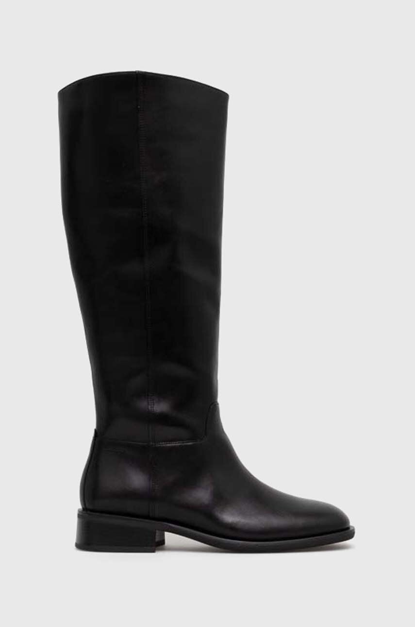 Kožené kozačky Vagabond Shoemakers SHEILA dámské, černá barva, na plochém podpatku, 5635.001.20 - če