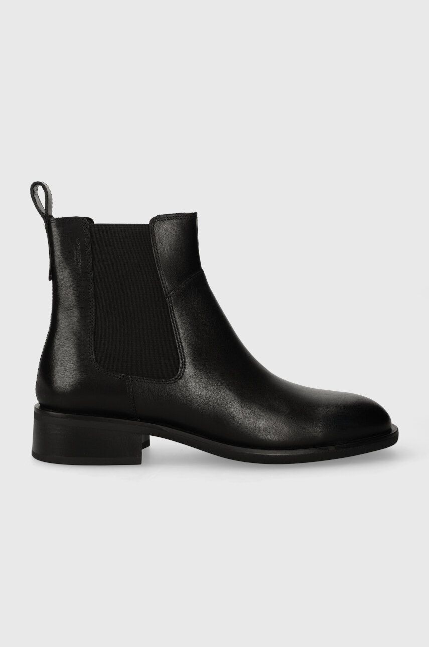 Levně Kožené kotníkové boty Vagabond Shoemakers SHEILA dámské, černá barva, na plochém podpatku, 5635.201.20
