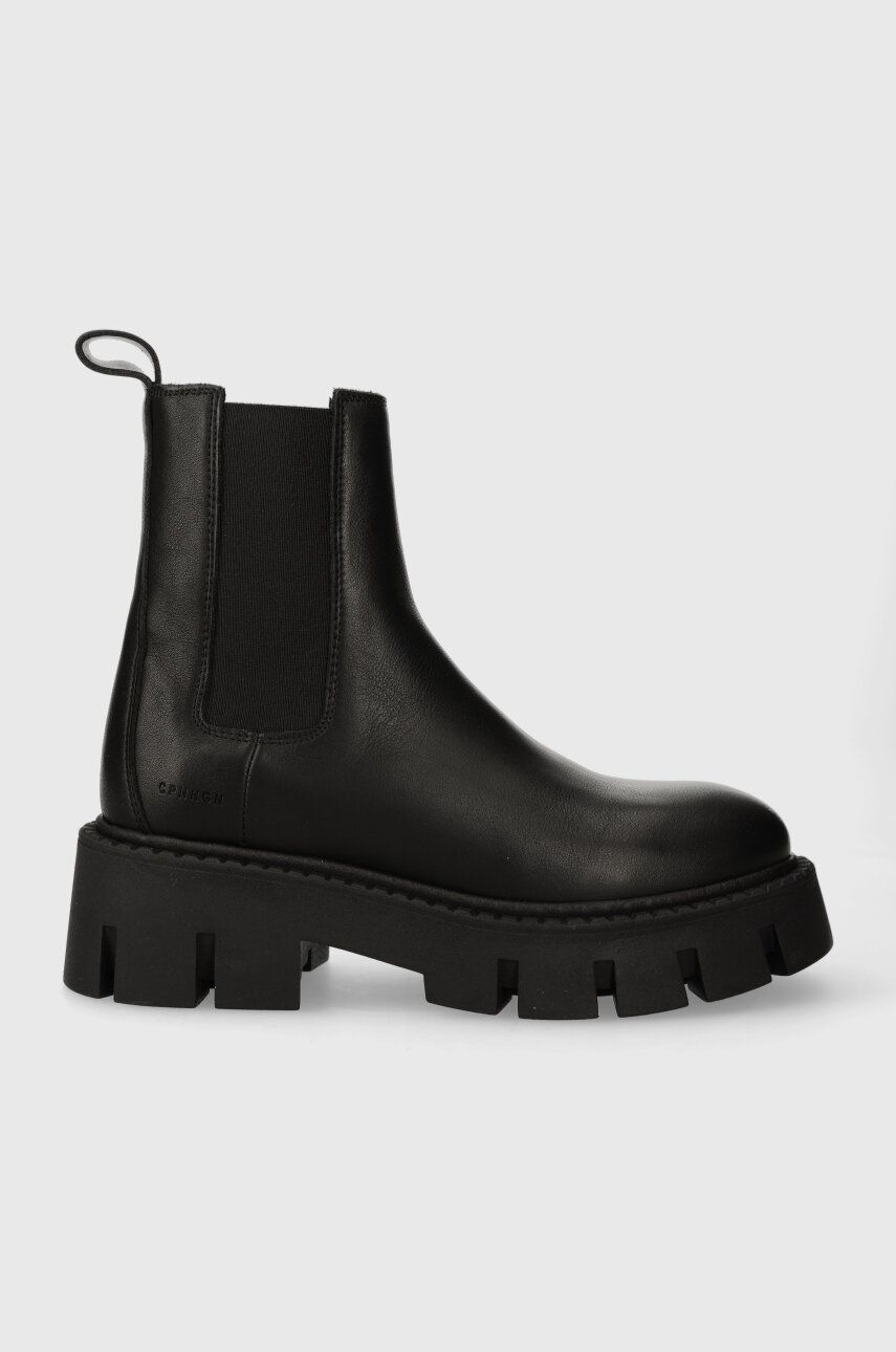 Kožené kotníkové boty Copenhagen dámské, černá barva, na platformě, CPH137 vitello - černá - Svršek: