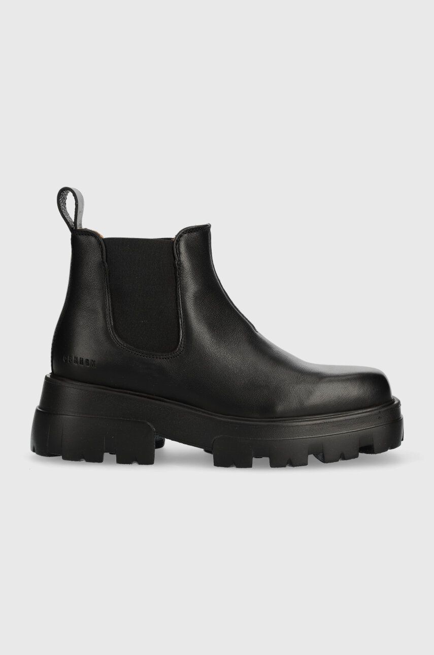 E-shop Kožené kotníkové boty Copenhagen dámské, černá barva, na plochém podpatku, CPH155 vitello