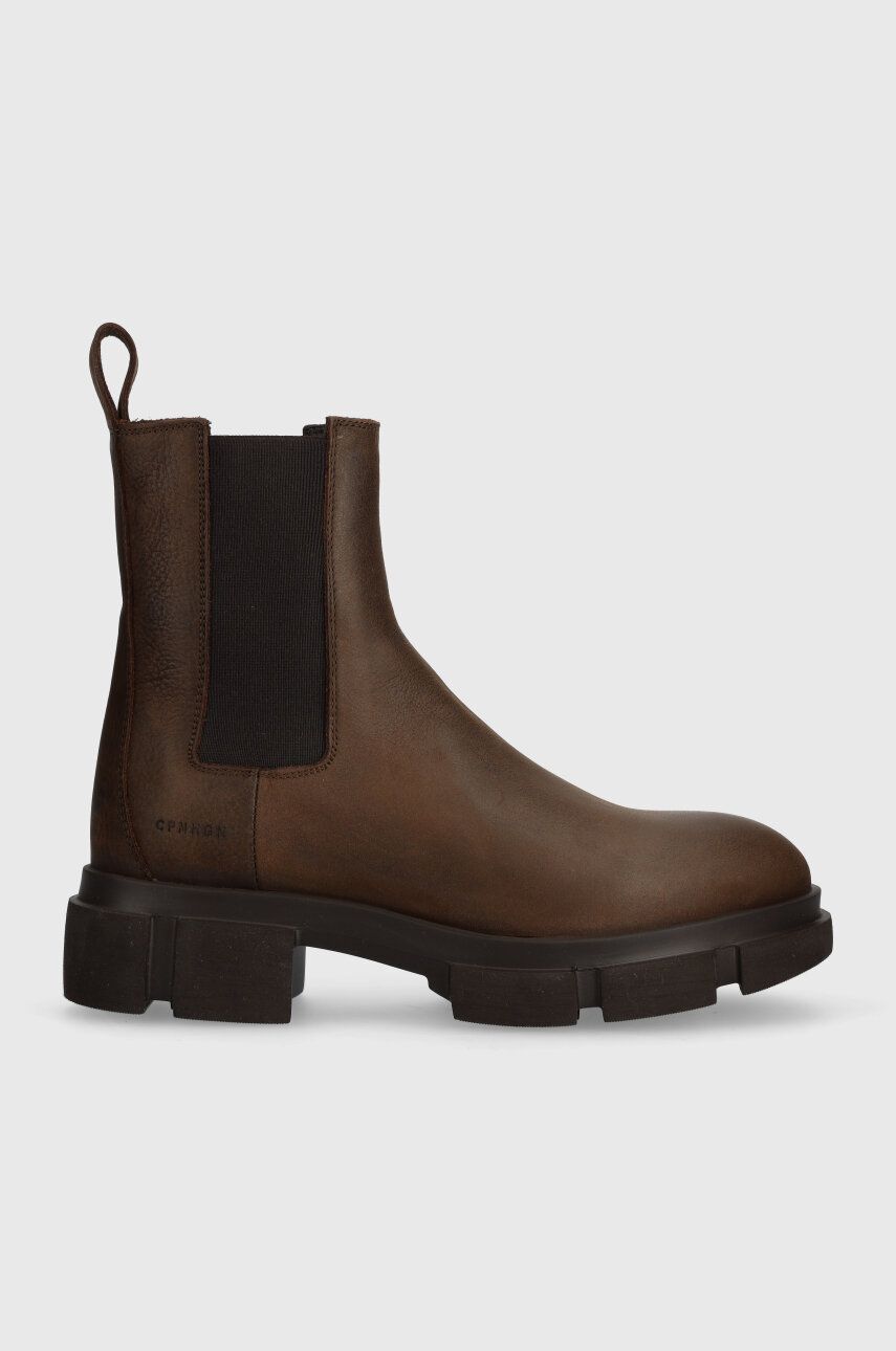 E-shop Kožené kotníkové boty Copenhagen dámské, hnědá barva, na plochém podpatku, CPH570