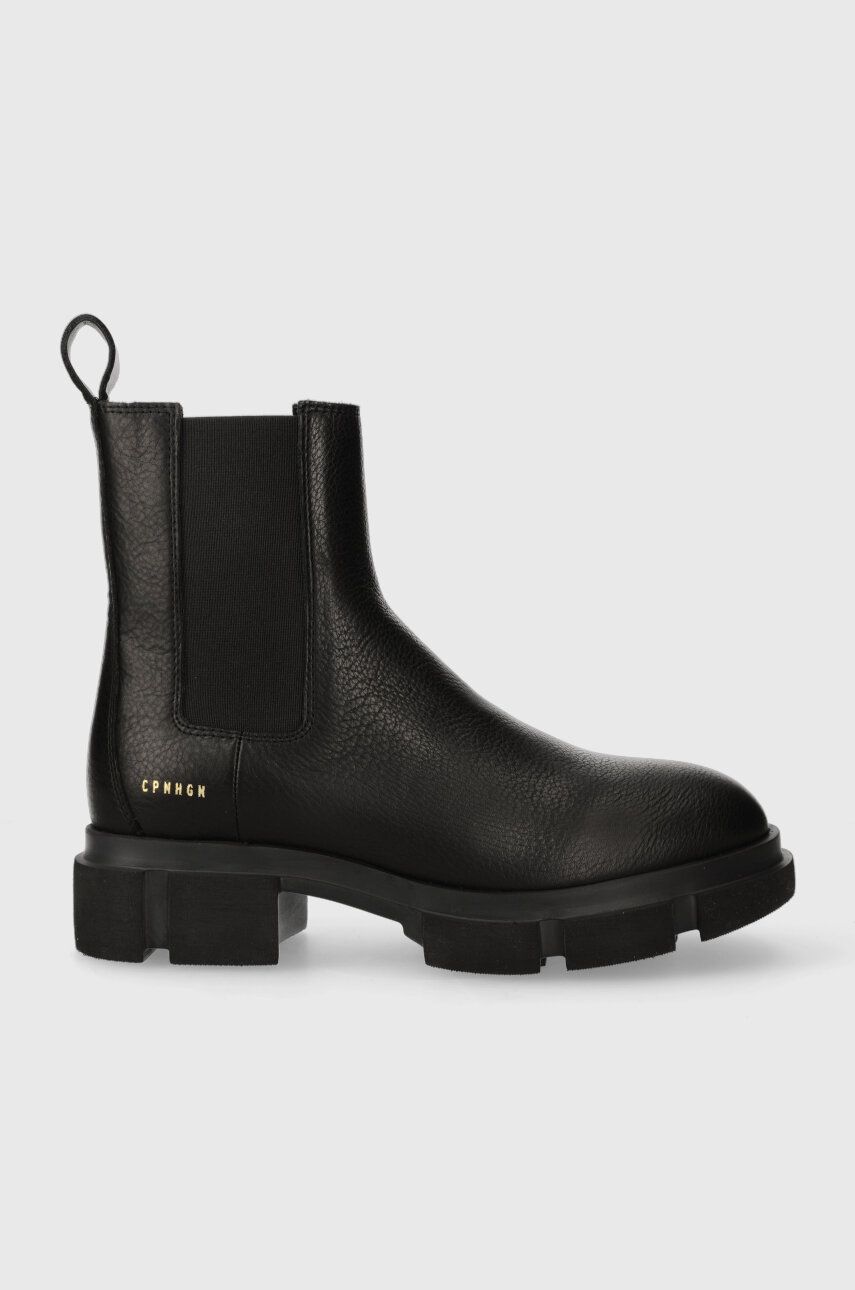 E-shop Kožené kotníkové boty Copenhagen dámské, černá barva, na plochém podpatku, CPH570