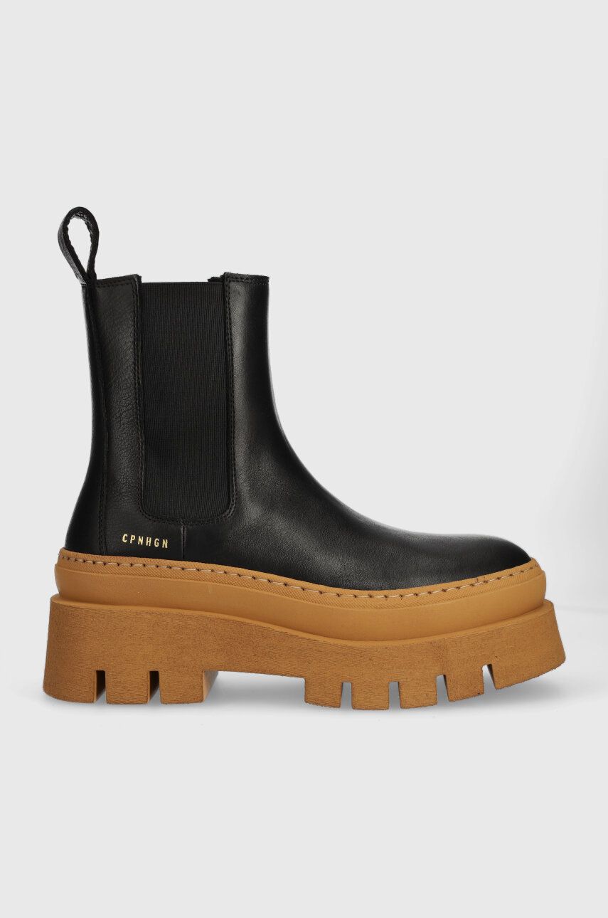 E-shop Kožené kotníkové boty Copenhagen dámské, černá barva, na platformě, CPH686 vitello