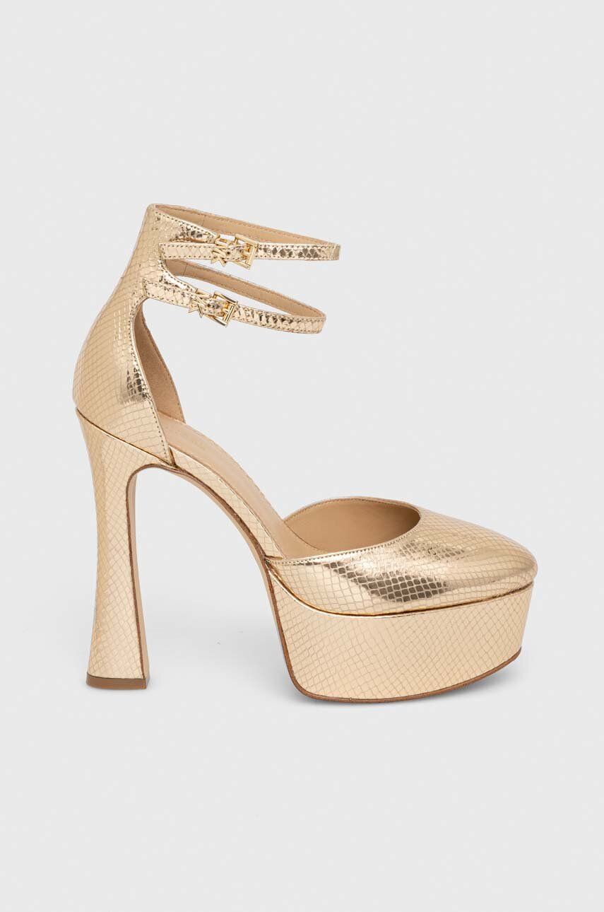 MICHAEL Michael Kors pantofi de piele Martina culoarea auriu, cu toc drept, 40F3MTHS1M