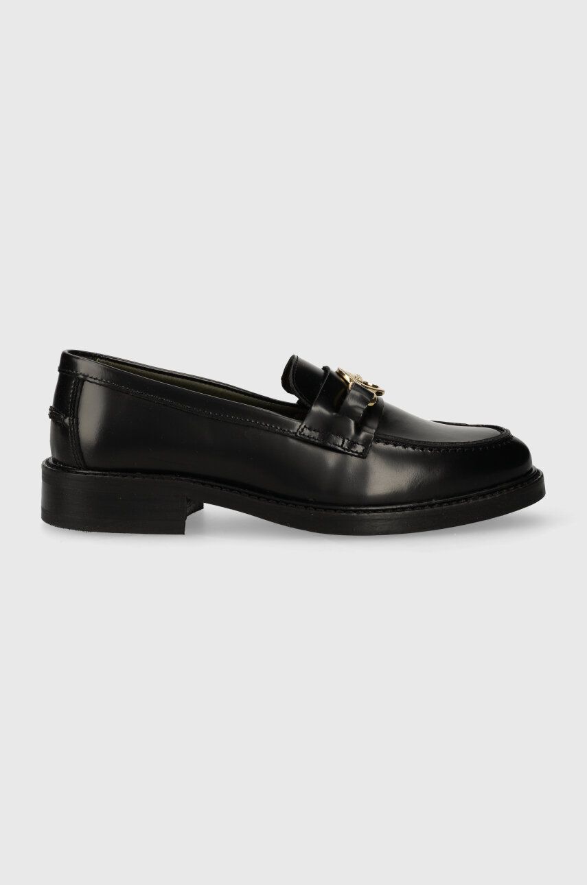 Barbour mocasini de piele Barbury femei, culoarea negru, cu toc plat, LFO0638BK71