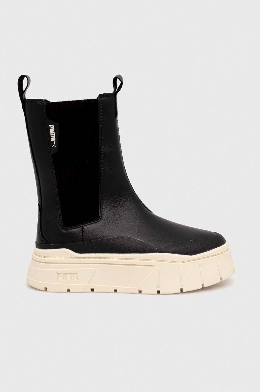 Puma Botine Mayze Stack Chelsea Winter Wns Femei, Culoarea Negru, Cu Platforma, Izolare Usoara