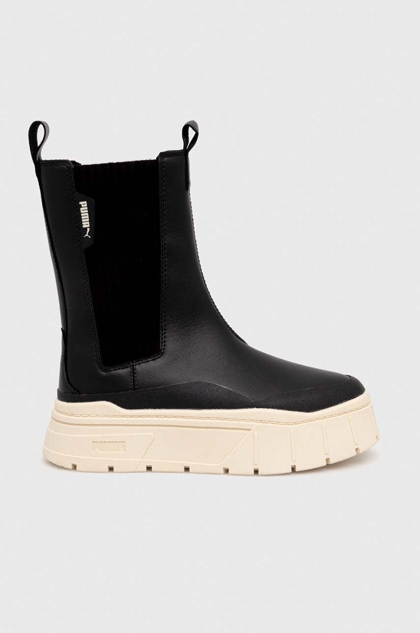 Puma botine Mayze Stack Chelsea Winter Wns femei, culoarea negru, cu platforma, izolare usoara