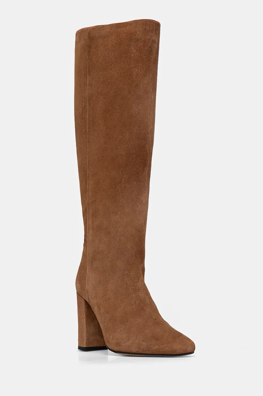 Jonak cizme din piele intoarsa CALIME VELOURS femei, culoarea bej, cu toc drept, 6000598 Jonak cizme din piele intoarsa CALIME VELOURS femei, culoarea bej, cu toc drept, 6000598