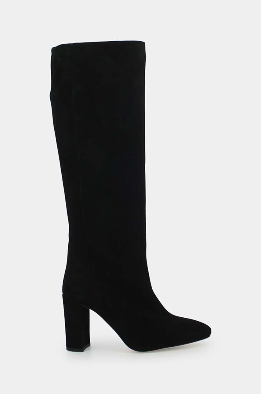 Jonak cizme din piele intoarsa CALIME VELOURS femei, culoarea negru, cu toc drept, 6000598