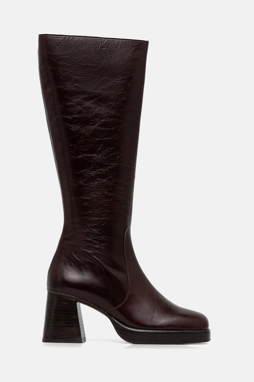 Кожаные сапоги Jonak BETINA CUIR VIEILLI цвет чёрный каблук кирпичик 6001328