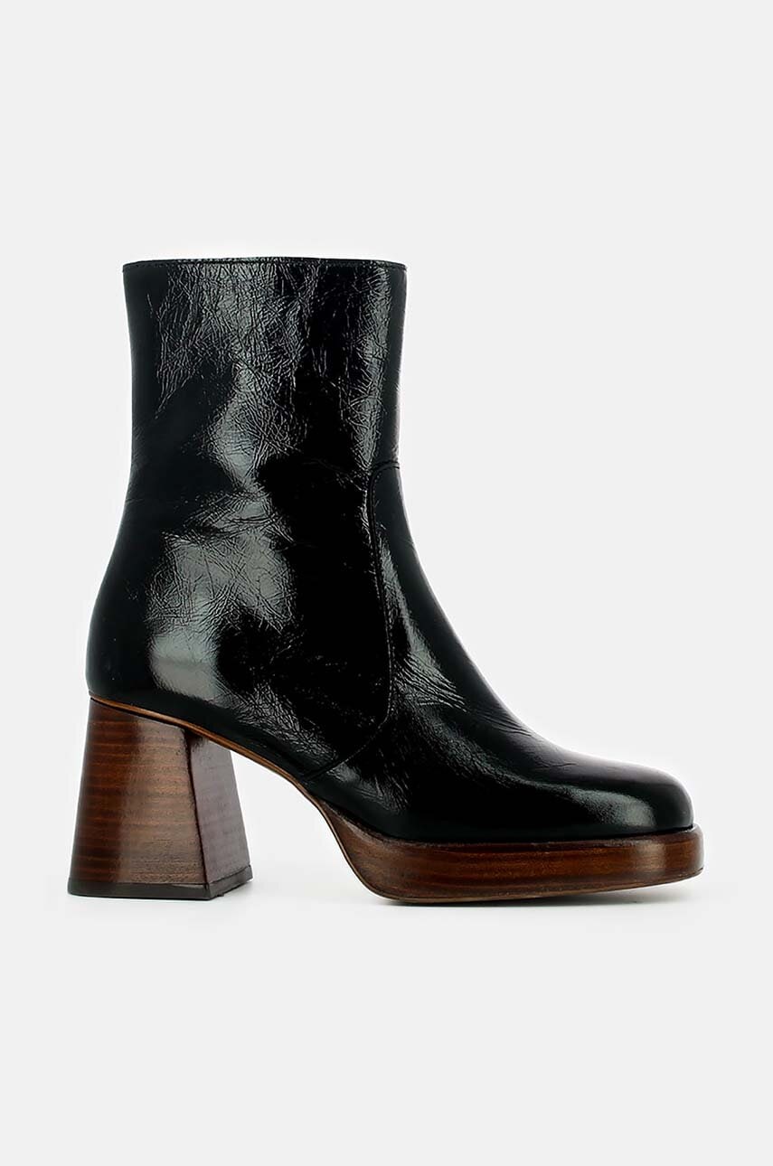 Jonak cizme de piele BRIGAND CUIR BRILLANT femei, culoarea negru, cu toc drept, 6001340 Jonak cizme de piele BRIGAND CUIR BRILLANT femei, culoarea negru, cu toc drept, 6001340