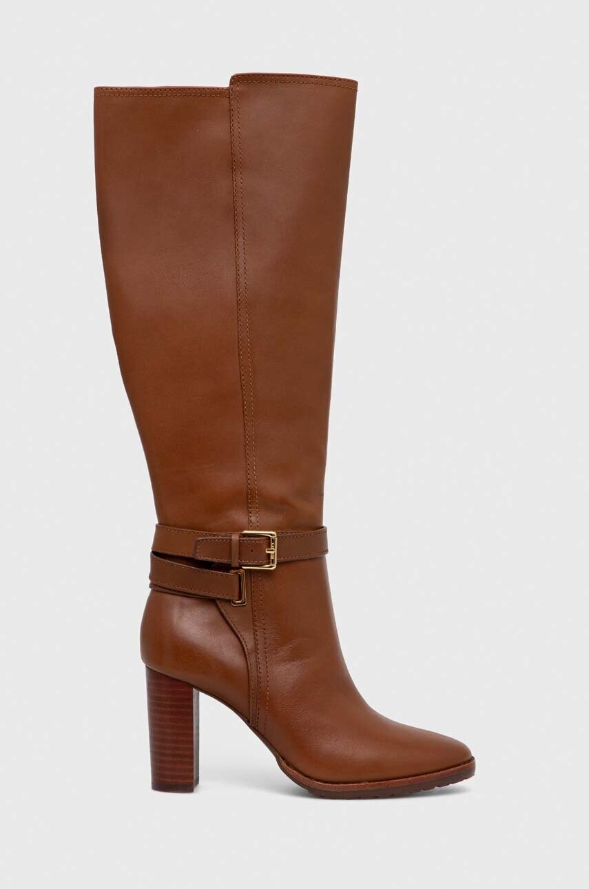 

Кожаные сапоги Lauren Ralph Lauren Manchester женские цвет коричневый каблук кирпичик 802912286002