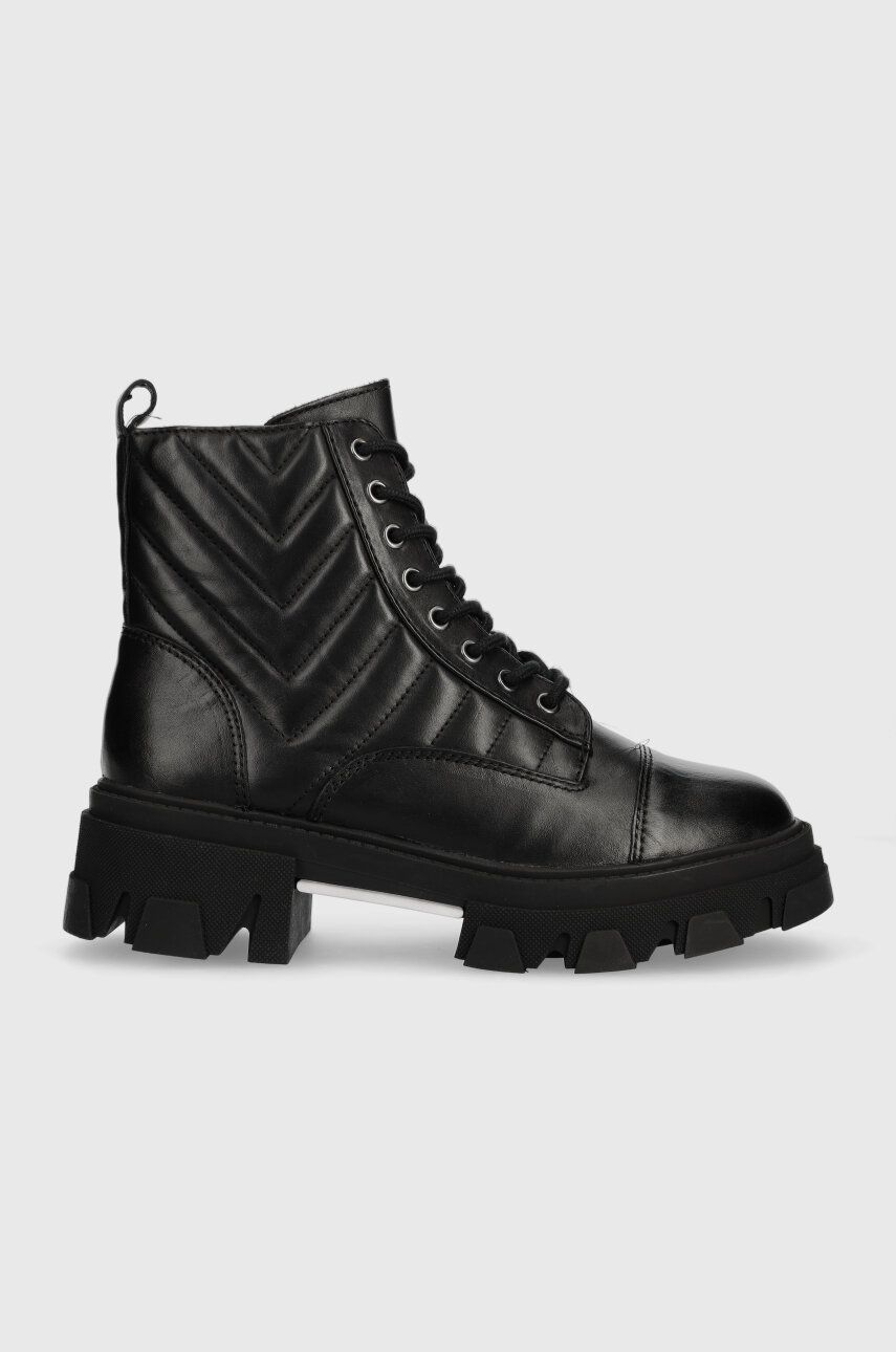 Kožené kotníkové boty Aldo Montrose dámské, černá barva, na plochém podpatku, zateplené, 13672201.MO