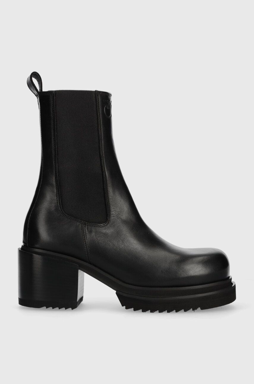 Kožené kotníkové boty Pinko Parry dámské, černá barva, na podpatku, 102319 A1D4 Z99 - černá - Svršek