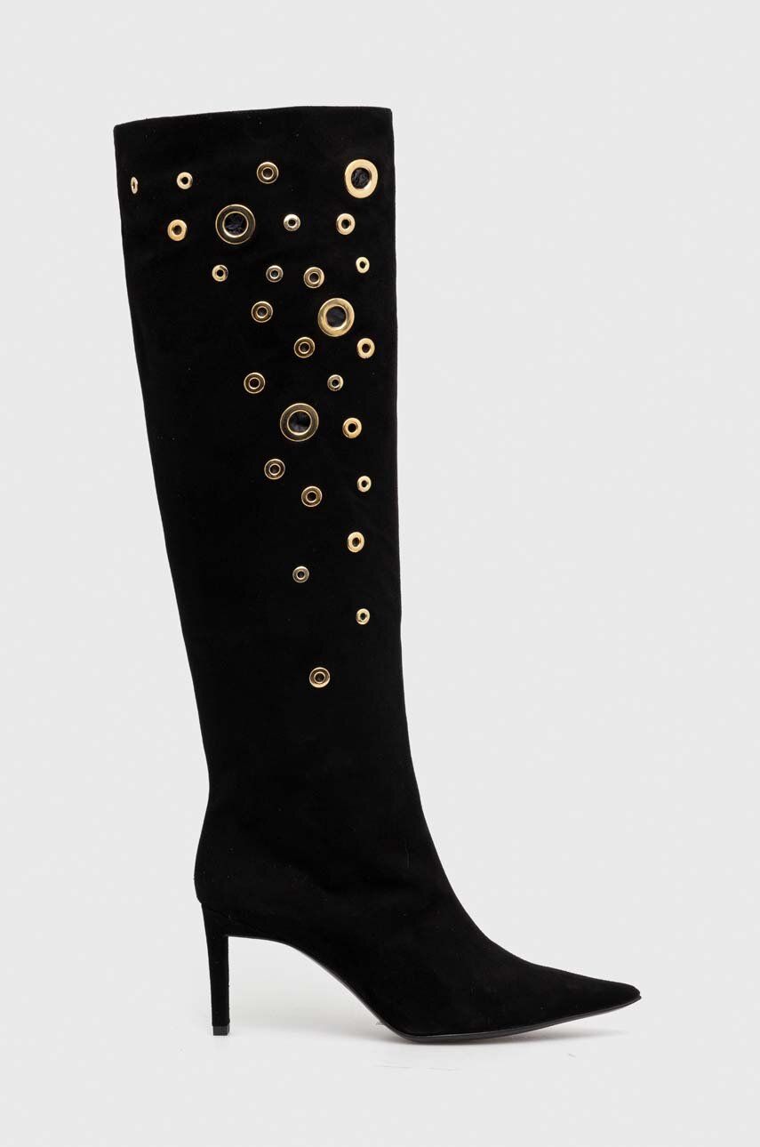 Levně Semišové boty Pinko Lehar dámské, černá barva, na podpatku, 102027 A18V Z99