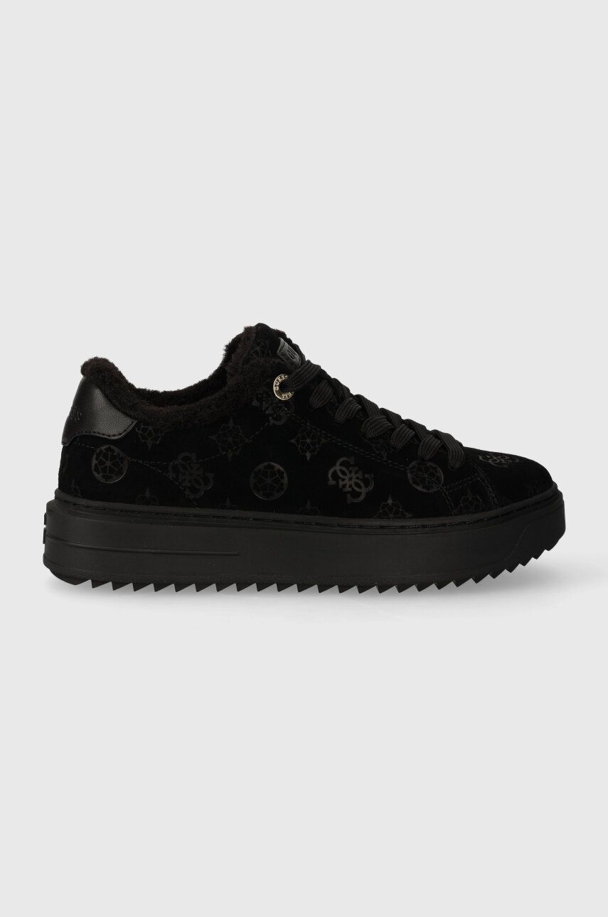 Semišové sneakers boty Guess DENESA3 černá barva, FL8DE3 SUE12 - černá - Svršek: Umělá hmota