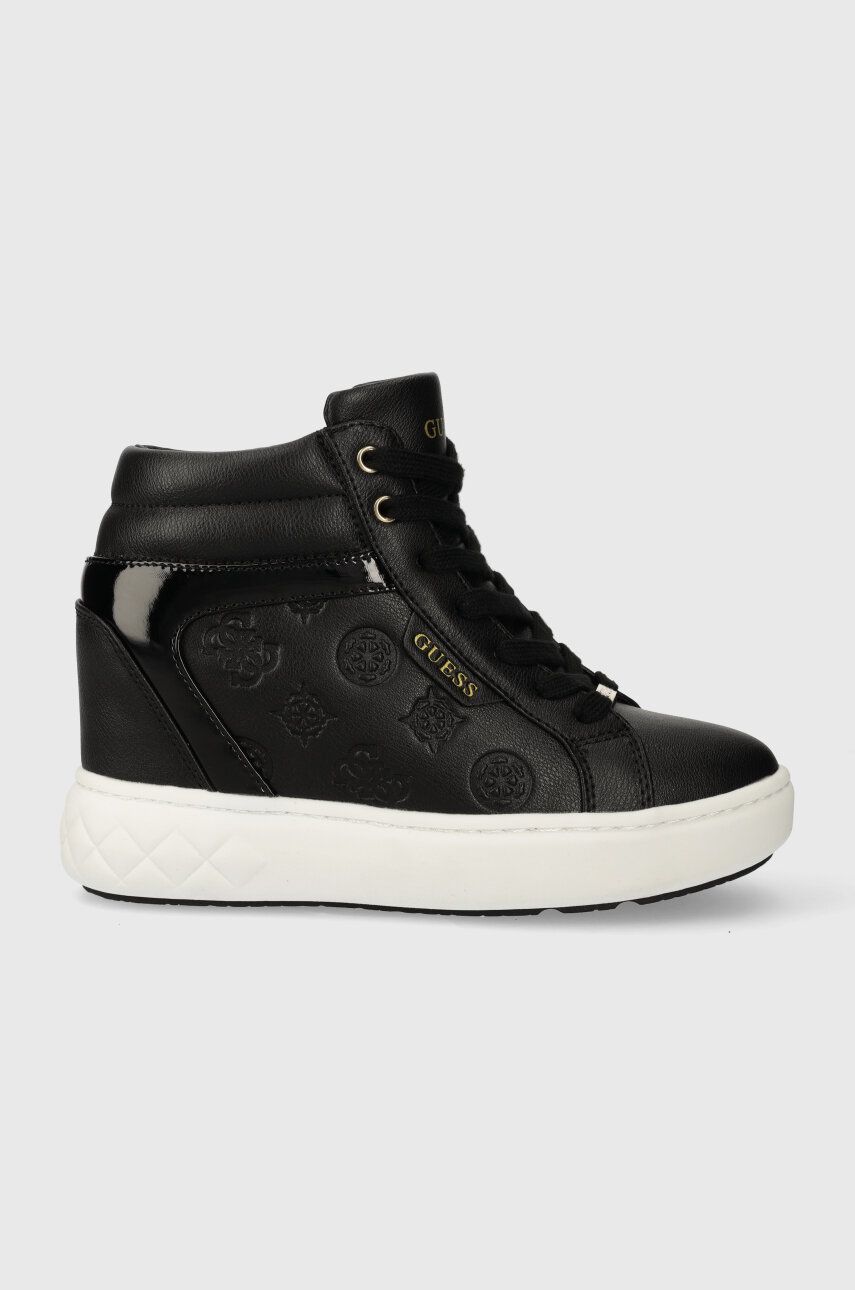 Sneakers boty Guess ROXANA černá barva, FL8ROX LEA12 - černá - Svršek: Umělá hmota Vnitřek: Umě