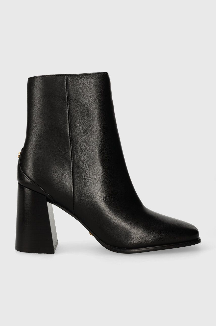Kožené kotníkové boty Guess YORK dámské, černá barva, na podpatku, FL8YOK LEA10 - černá - Svršek: Př