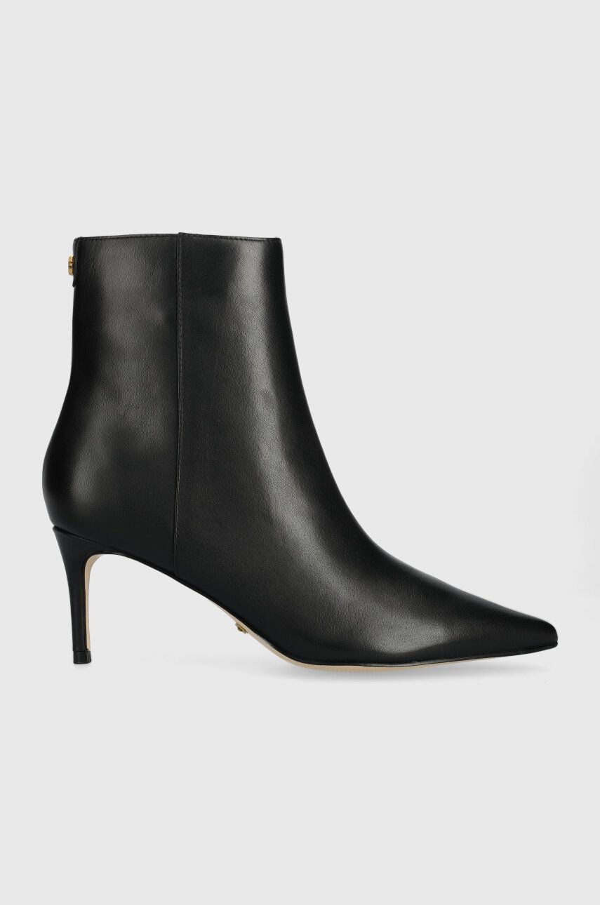 Kožené kotníkové boty Guess BRAYAN dámské, černá barva, na podpatku, FL8BRN LEA10 - černá - Svršek: 