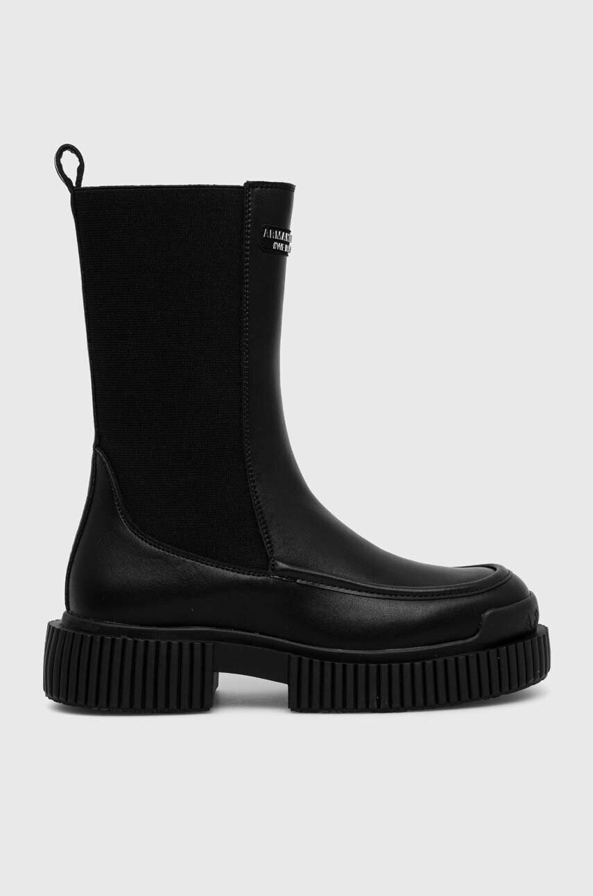 

Черевики Armani Exchange жіночі колір чорний на плоскому ходу XDN027.XV747.K001