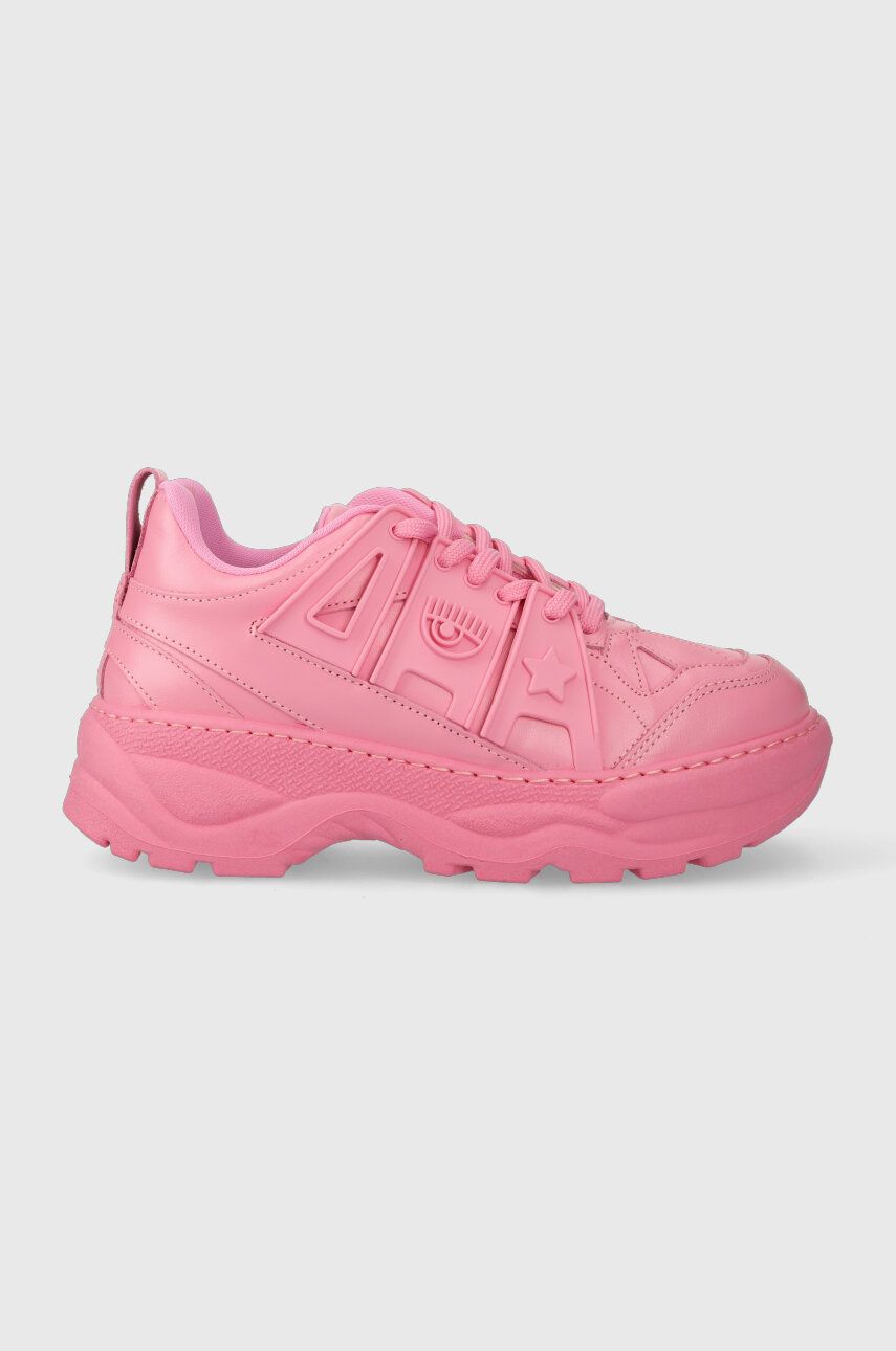 Kožené sneakers boty Chiara Ferragni růžová barva, CF3000_012 - růžová -  Svršek: Přírodní kůže