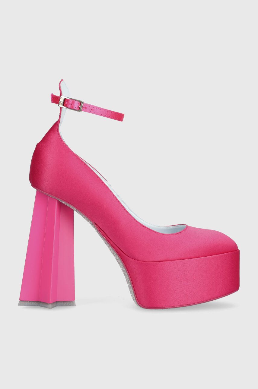 Lodičky Chiara Ferragni růžová barva, na podpatku, CF3240_011 - růžová - Svršek: Textilní materiál