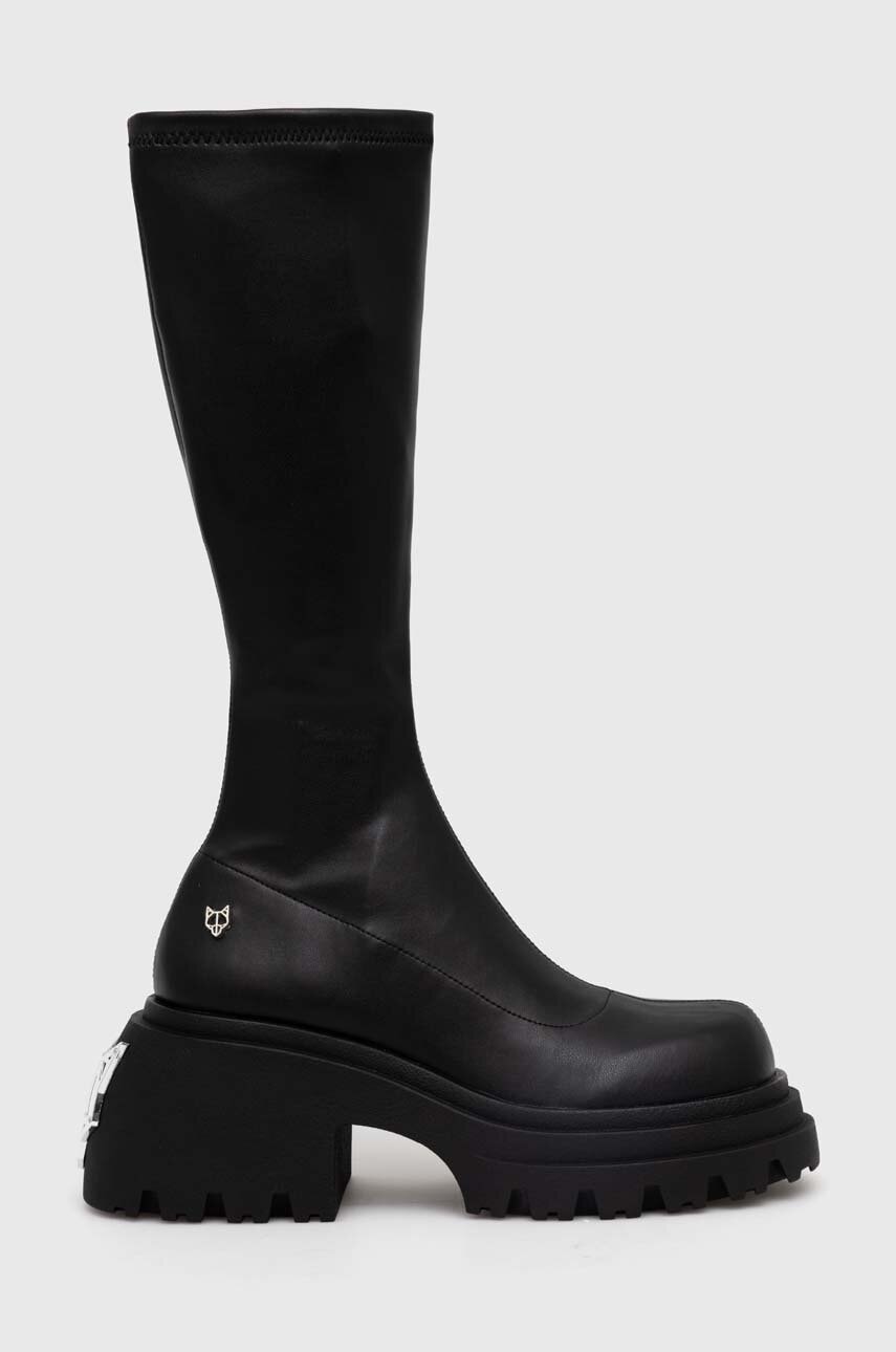 Naked Wolfe cizme Scar femei, culoarea negru, cu toc drept