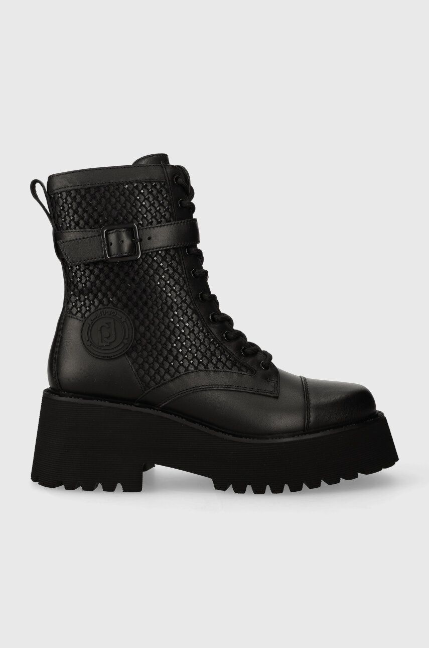 Levně Kožené kotníkové boty Liu Jo FLAIR 03 dámské, černá barva, na platformě, SF3015PX39522222