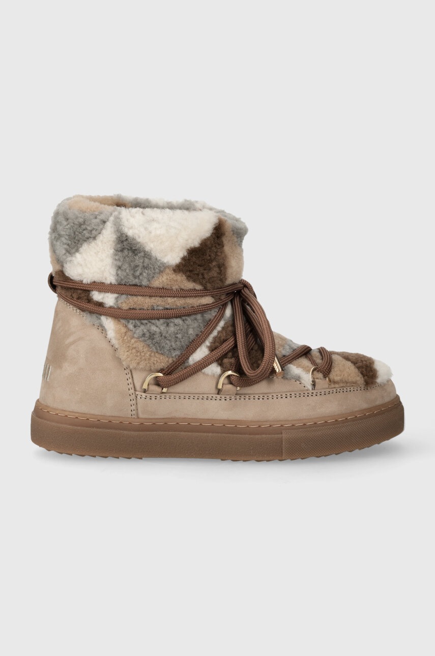 Levně Semišové sněhule Inuikii Shearling Patchwork béžová barva, 75202-076