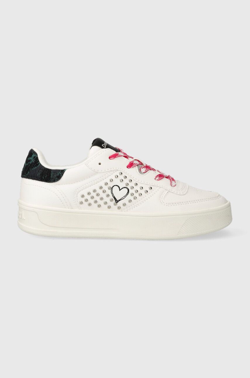 Sneakers boty Desigual bílá barva, 23WSKP08.1000 - bílá - Svršek: Umělá hmota