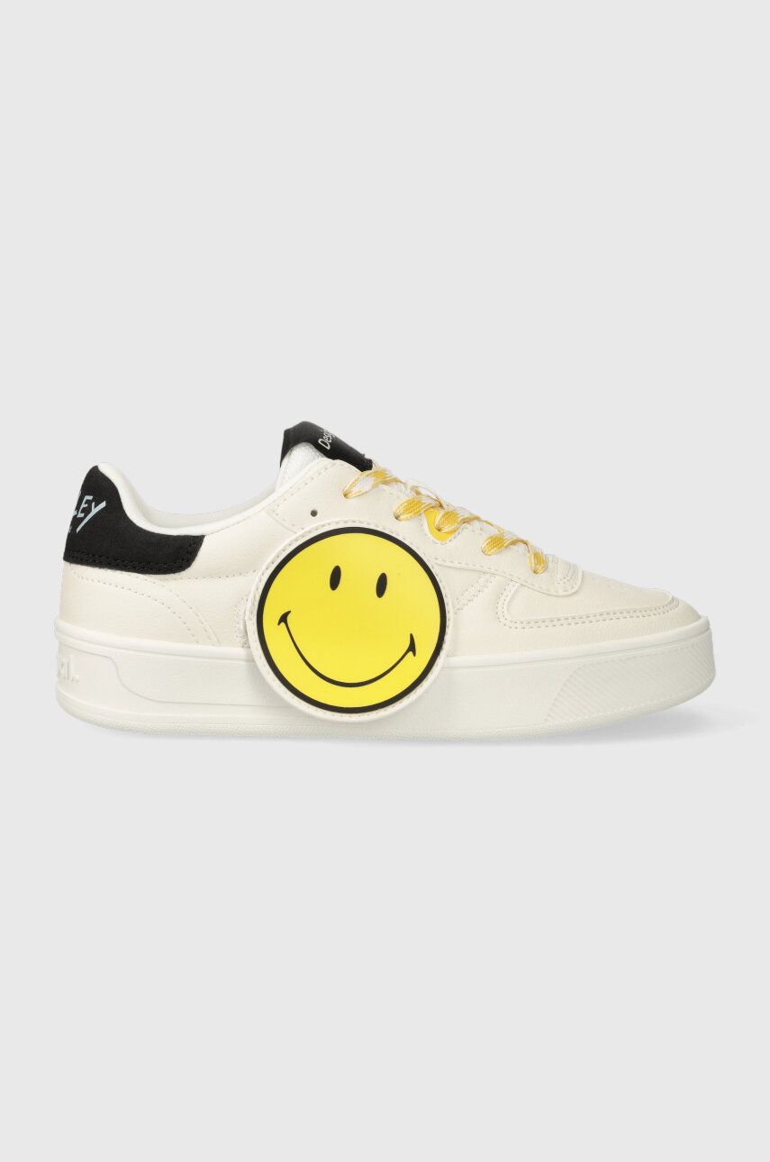 Sneakers boty Desigual x Smiley bílá barva, 23WSKP23.9019 - bílá - Svršek: Umělá hmota Vnitřek: