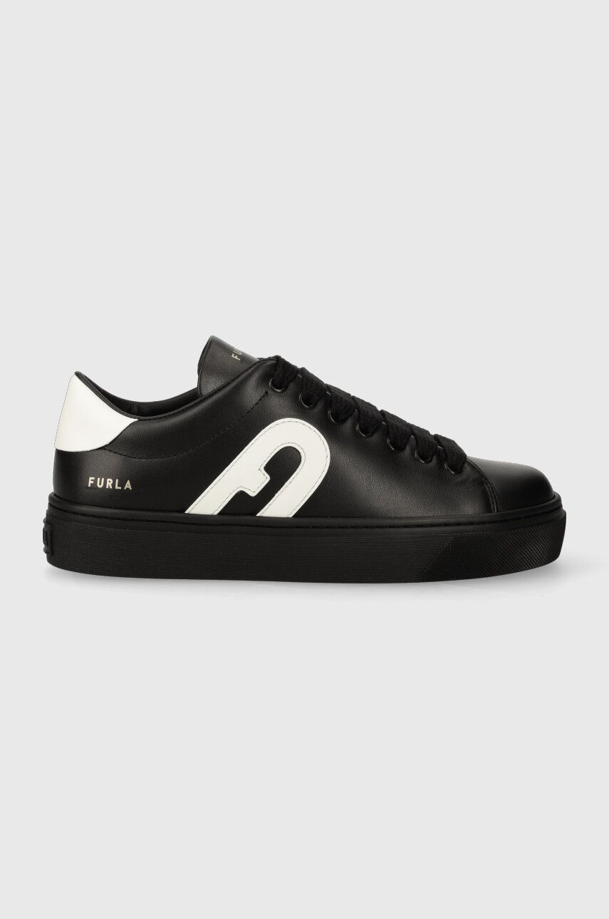 Kožené sneakers boty Furla Hoy černá barva, YE71FJOA.0194P1900 - černá - Svršek: Přírodní kůže 