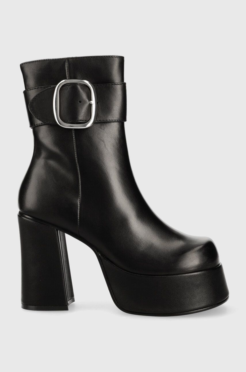E-shop Kožené kotníkové boty Steve Madden Siren dámské, černá barva, na podpatku, SM11002628